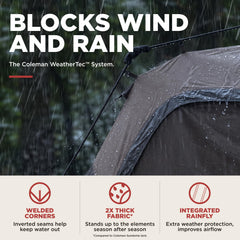 Coleman instant tent being unfolded for instant setup and time-saving benefit