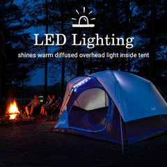 Coleman tent wide door open showing interior access and easy loading benefit