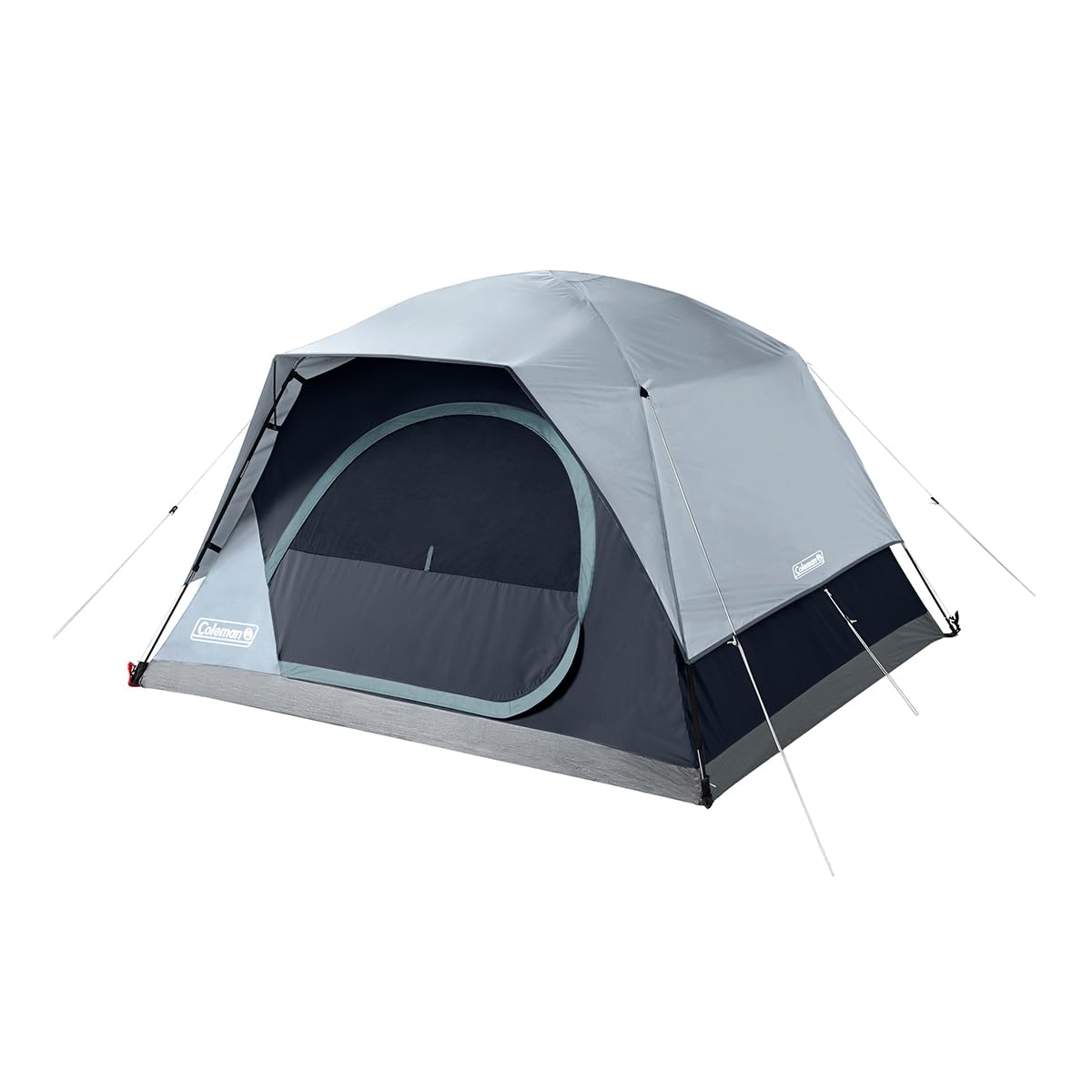 Coleman tent front exterior showing quick setup and durable rainfly benefit