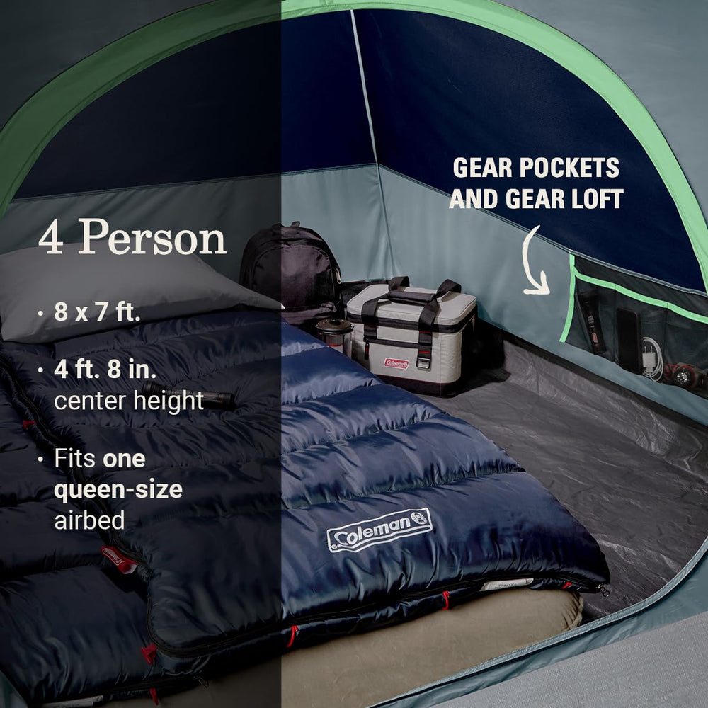 Coleman tent interior gear pockets and loft keeping items organized benefit
