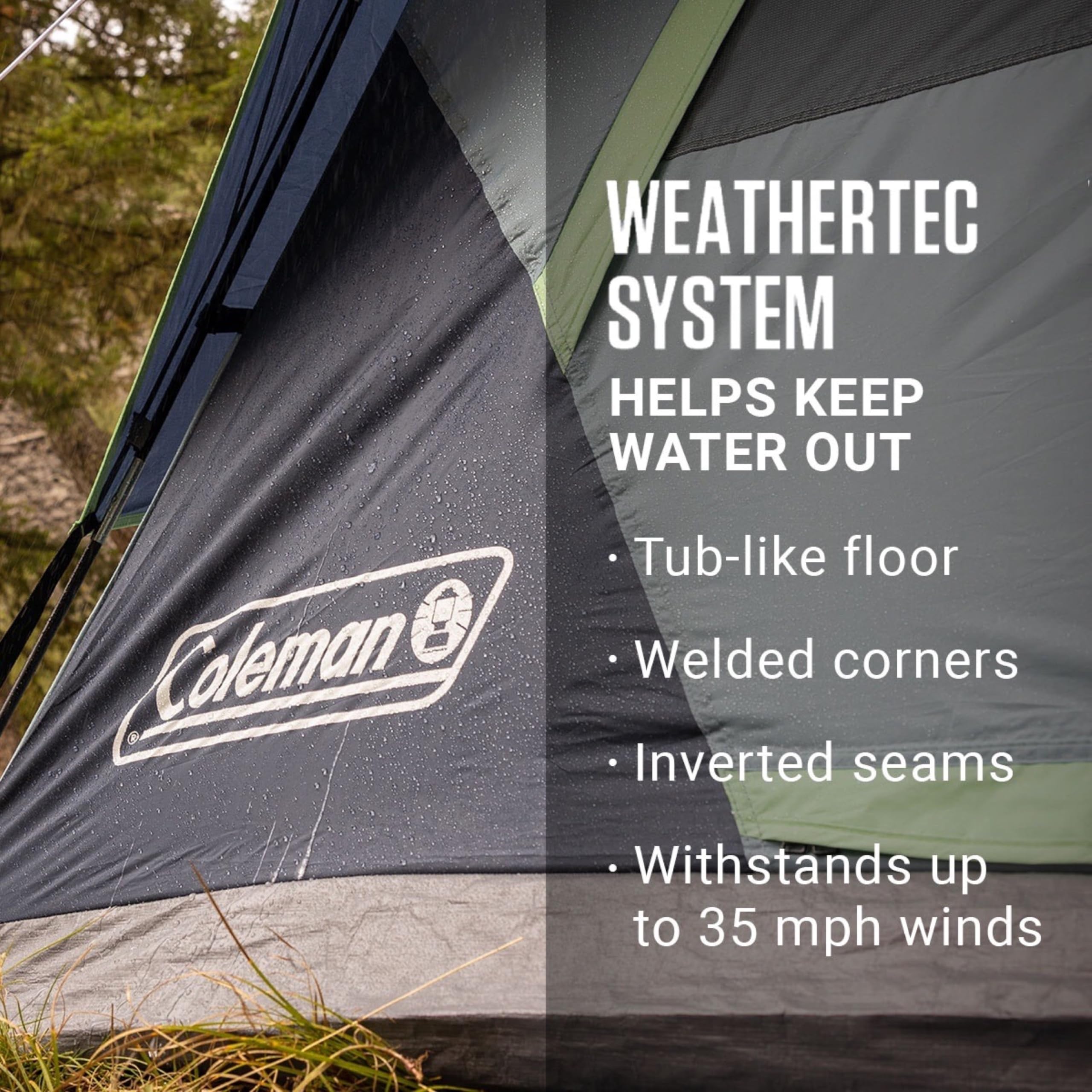 Coleman Skydome pre-attached poles for fast setup and less assembly time