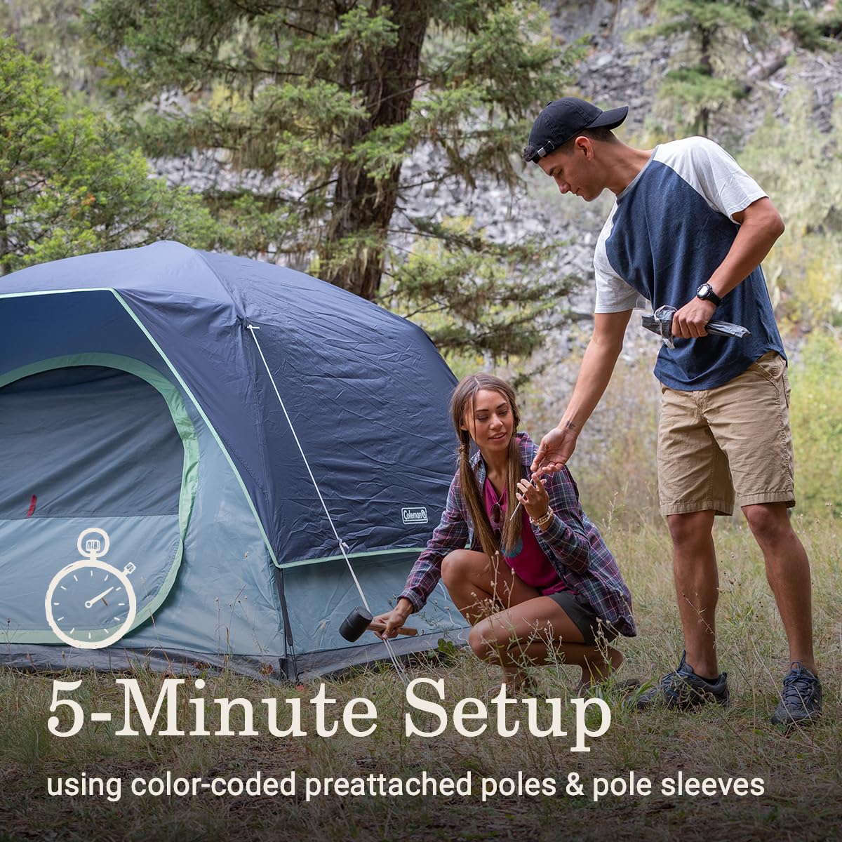 Coleman tent with queen airbed showing footprint and sleeping capacity benefit