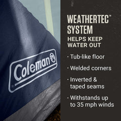 Coleman Skydome XL WeatherTec tub-style floor detail keeping water out