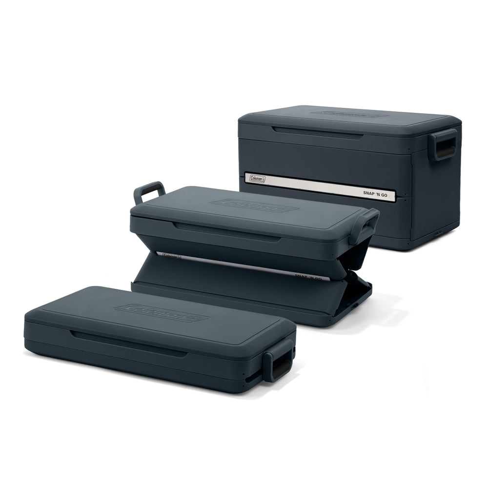 Coleman cooler collapsed profile demonstrating compact storage benefit: space saving