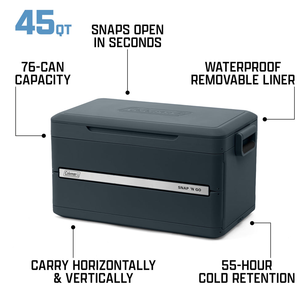 Coleman cooler folded in car trunk showing transportability benefit: travel convenience
