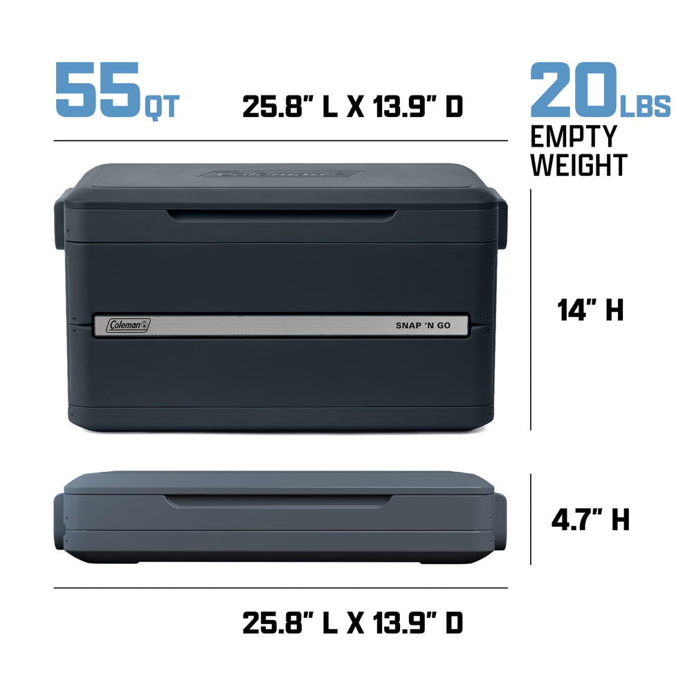 Coleman cooler beside a backpack to show compact packed size for travel