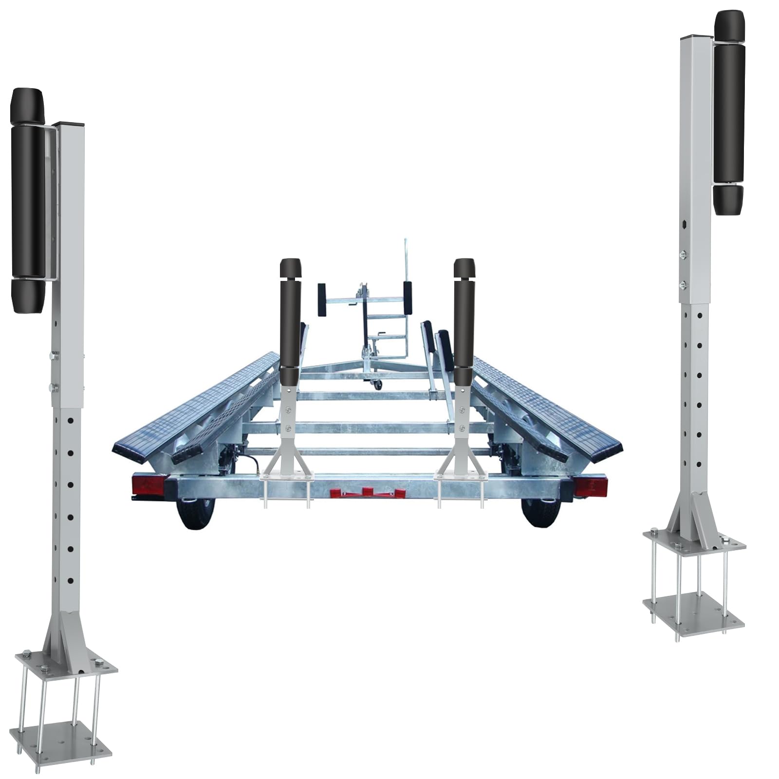 Colinktool front view of guide-on showing durable steel bracket and rollers protecting hull