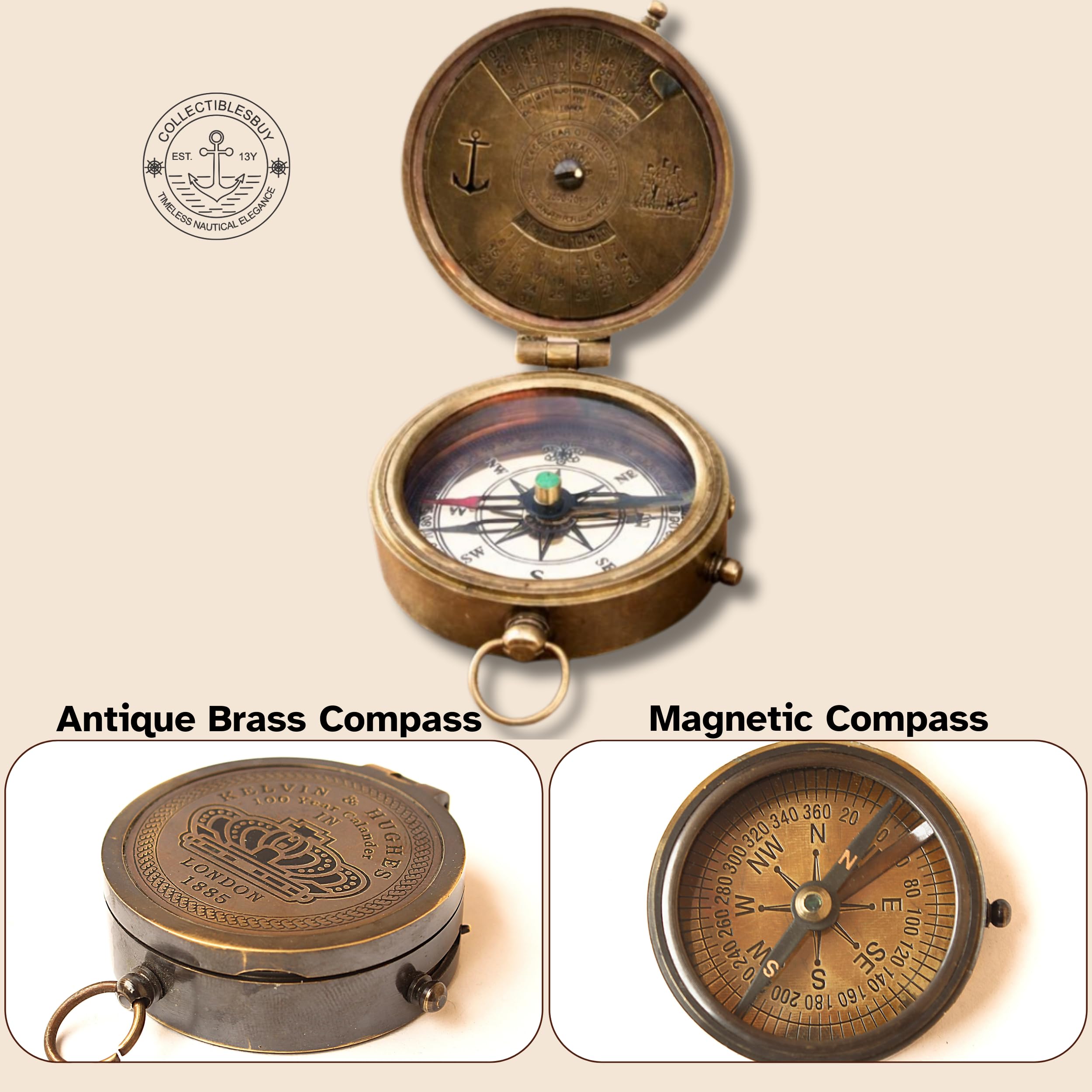 collectiblesBuy compass next to coin for scale illustrating compact two-inch size