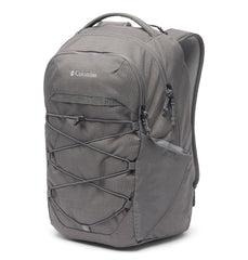 Columbia front view showing organized compartments and durable fabric benefit