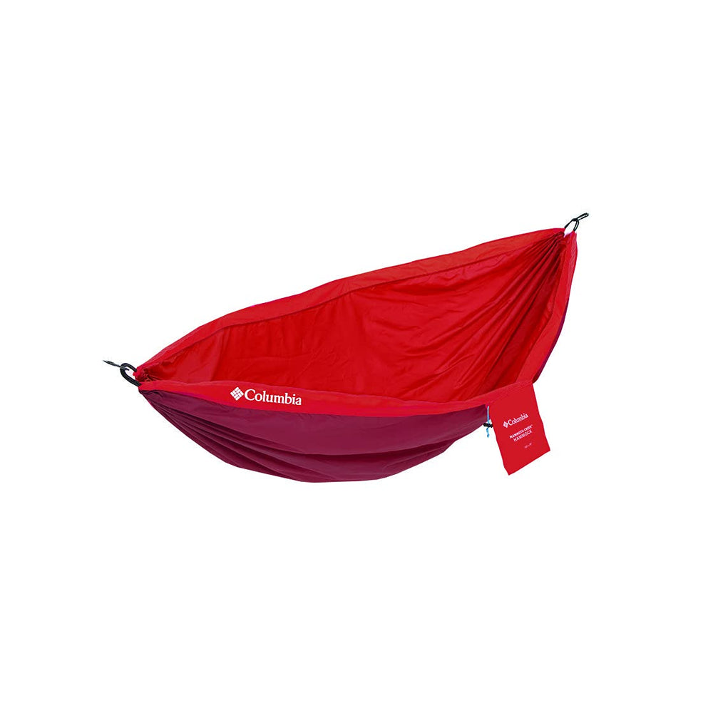 Columbia hammock front view shows compact packaged travel-ready benefit