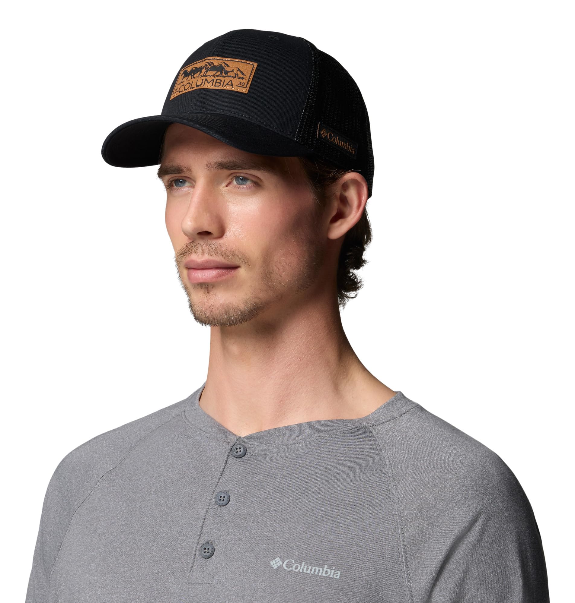 Columbia side profile highlighting pre-curved bill and structured crown