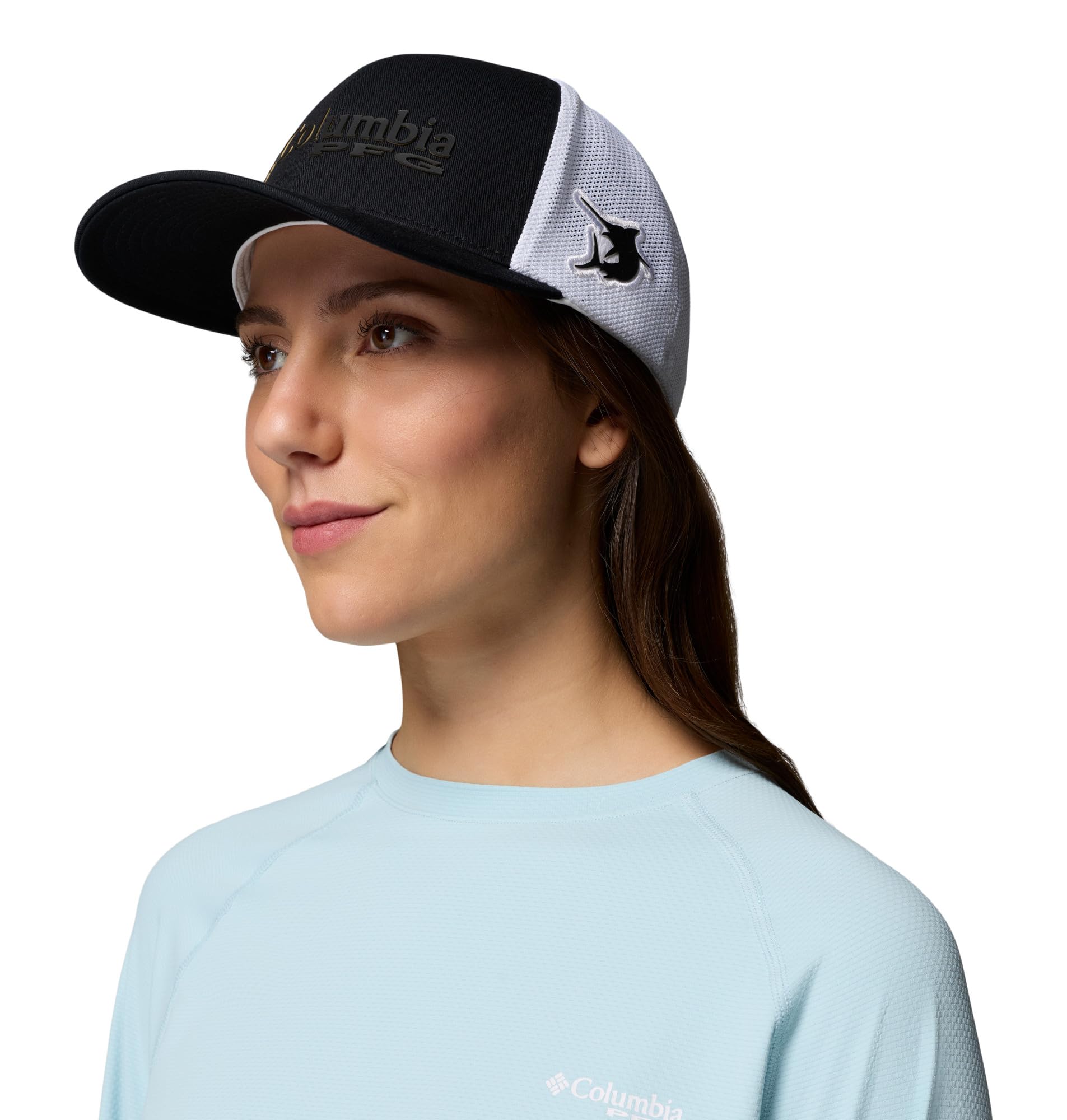 Columbia snapback closure detail offering adjustable fit and durable fastening