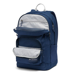 Columbia backpack worn by commuter demonstrating comfortable carry and everyday style