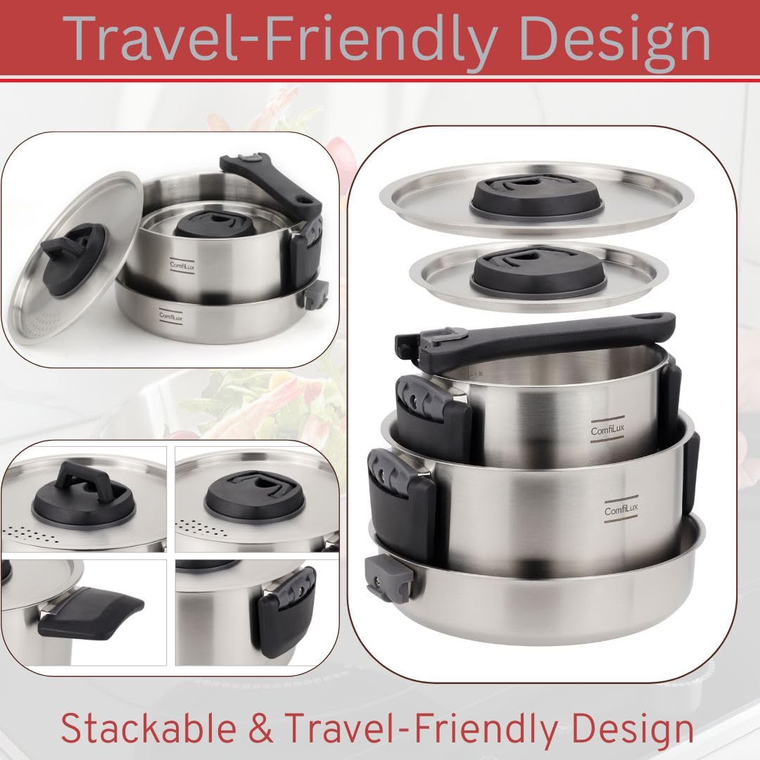 Comfilux set beside a backpack to show scale and travel-friendly size
