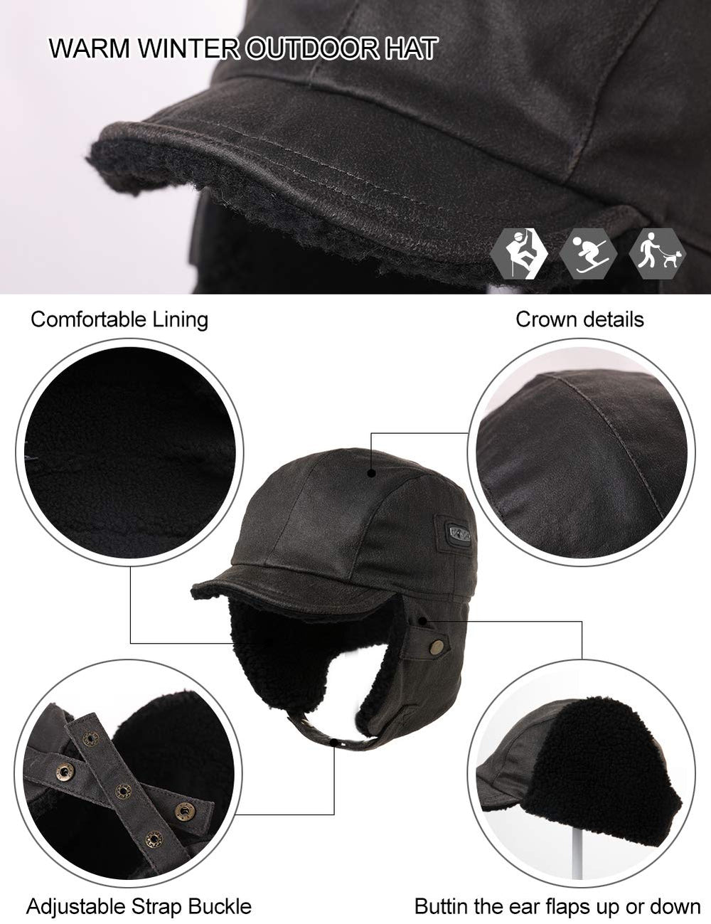 Comhats hat worn by model outdoors demonstrating wind protection