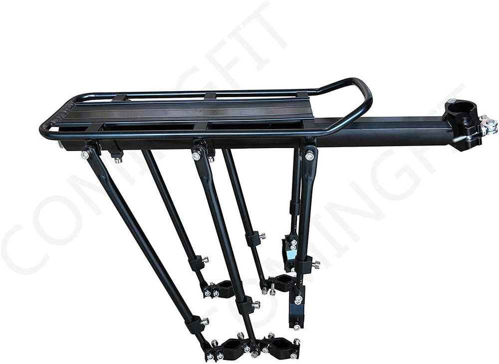 COMINGFIT rack mounted on a mountain bike demonstrating secure cargo transport