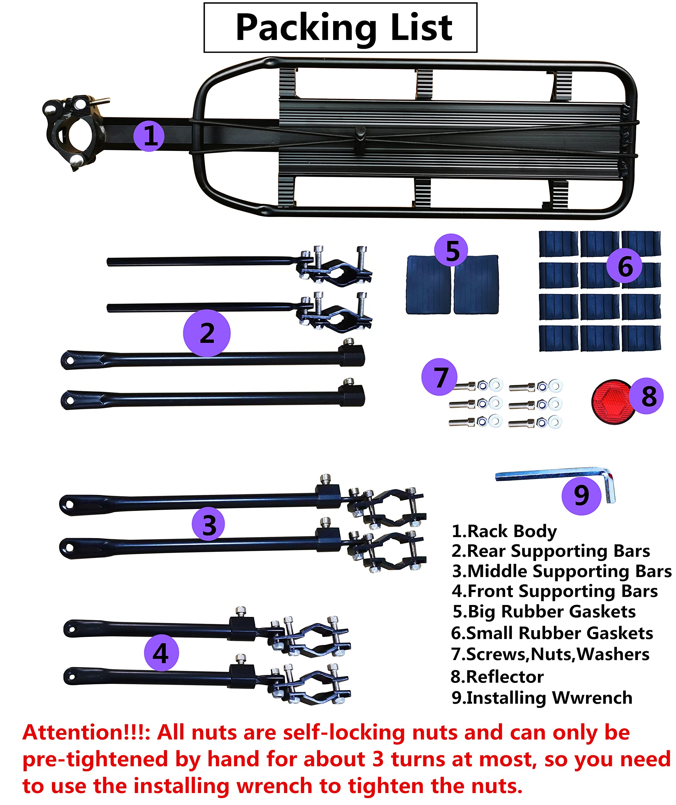 COMINGFIT rack with red reflector and elastic cords enhancing visibility and security