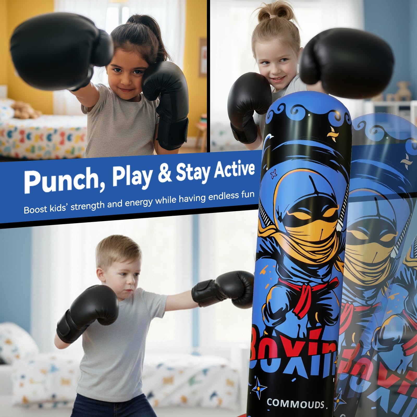 COMMOUDS child practicing punches illustrating safe active exercise