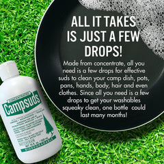 CONCENTRATED CAMPSUDS close-up of liquid texture and clarity, concentrated formula benefit