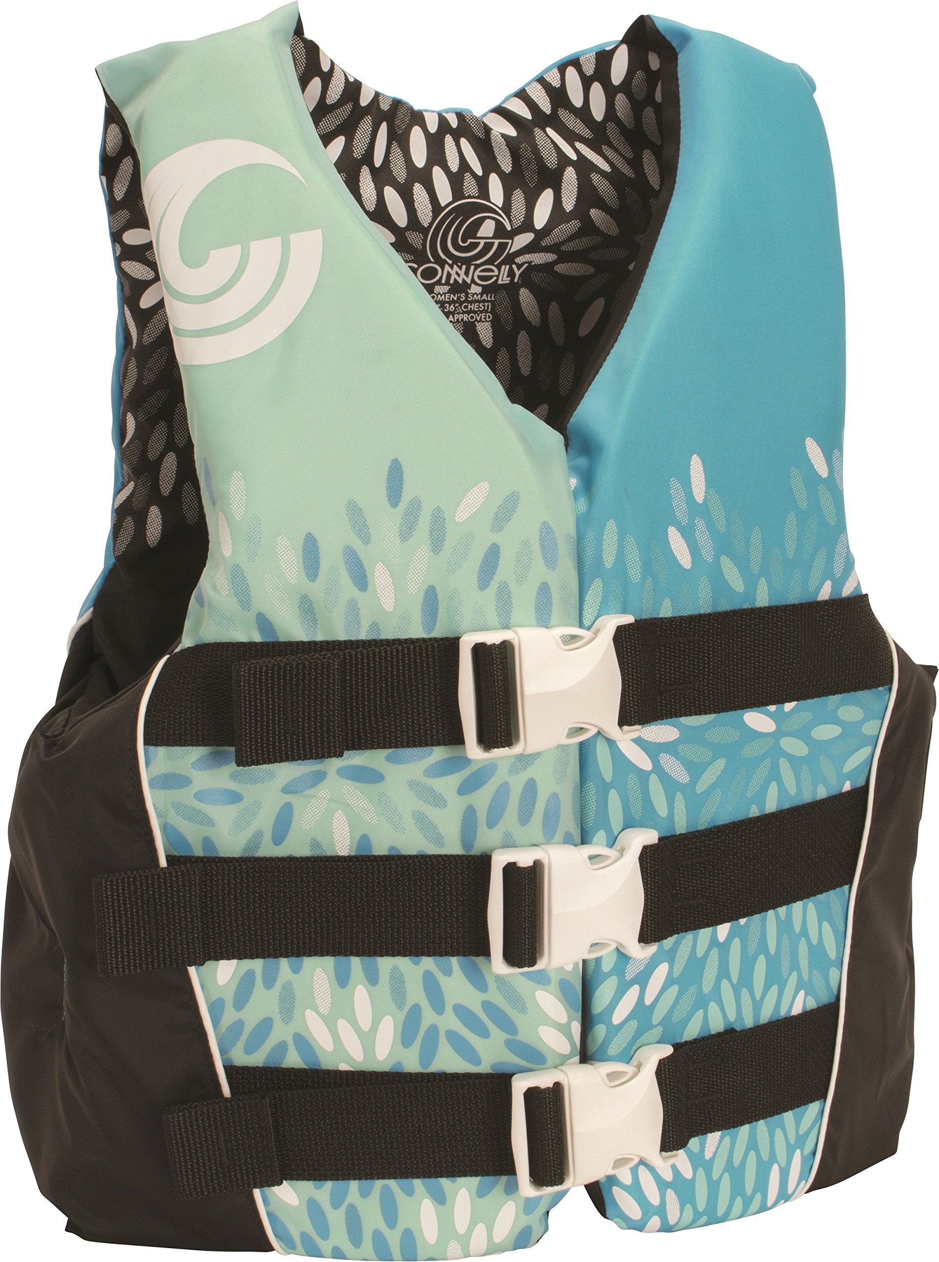 Connelly life vest front view showing slim fit and fashionable color for comfort