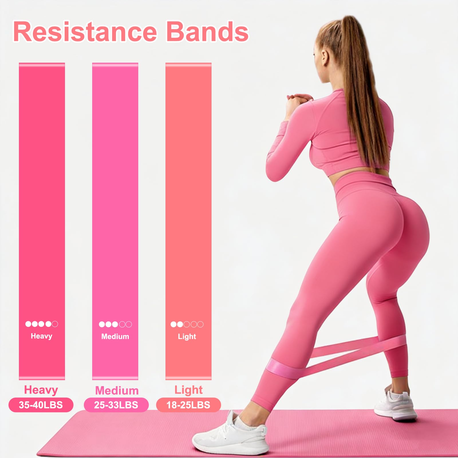Consripie three-level resistance bands showing graduated tension options