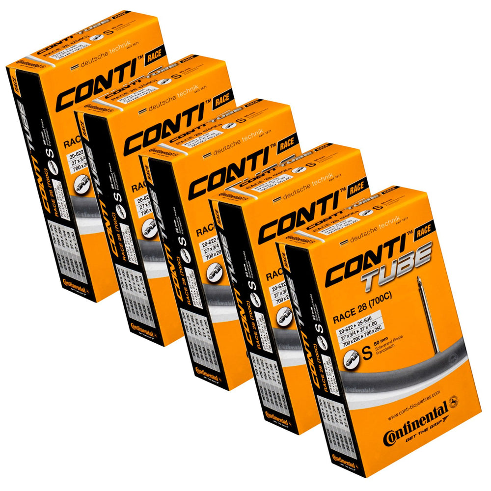Continental inner tube pack front view showing valve and tube, durable and race-ready