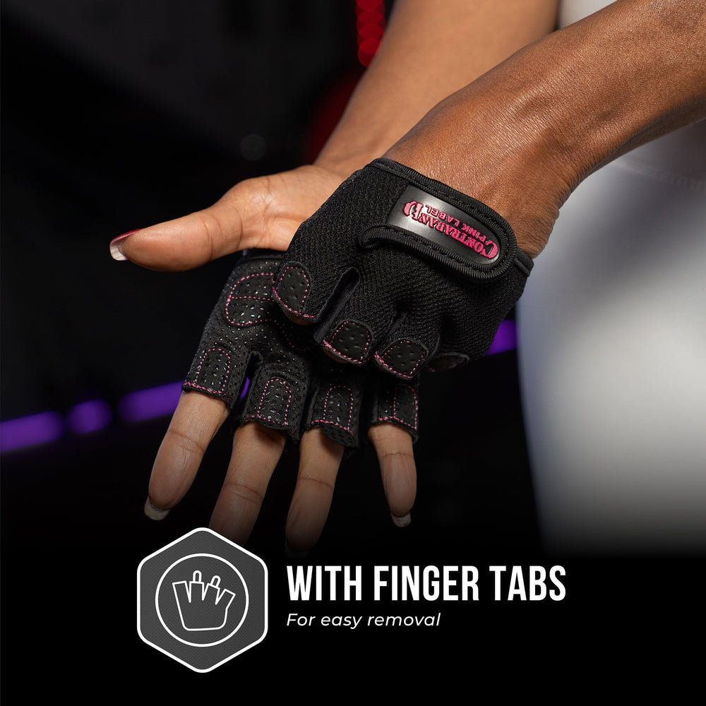 Contraband Pink Label next to ruler and hand showing correct sizing benefit