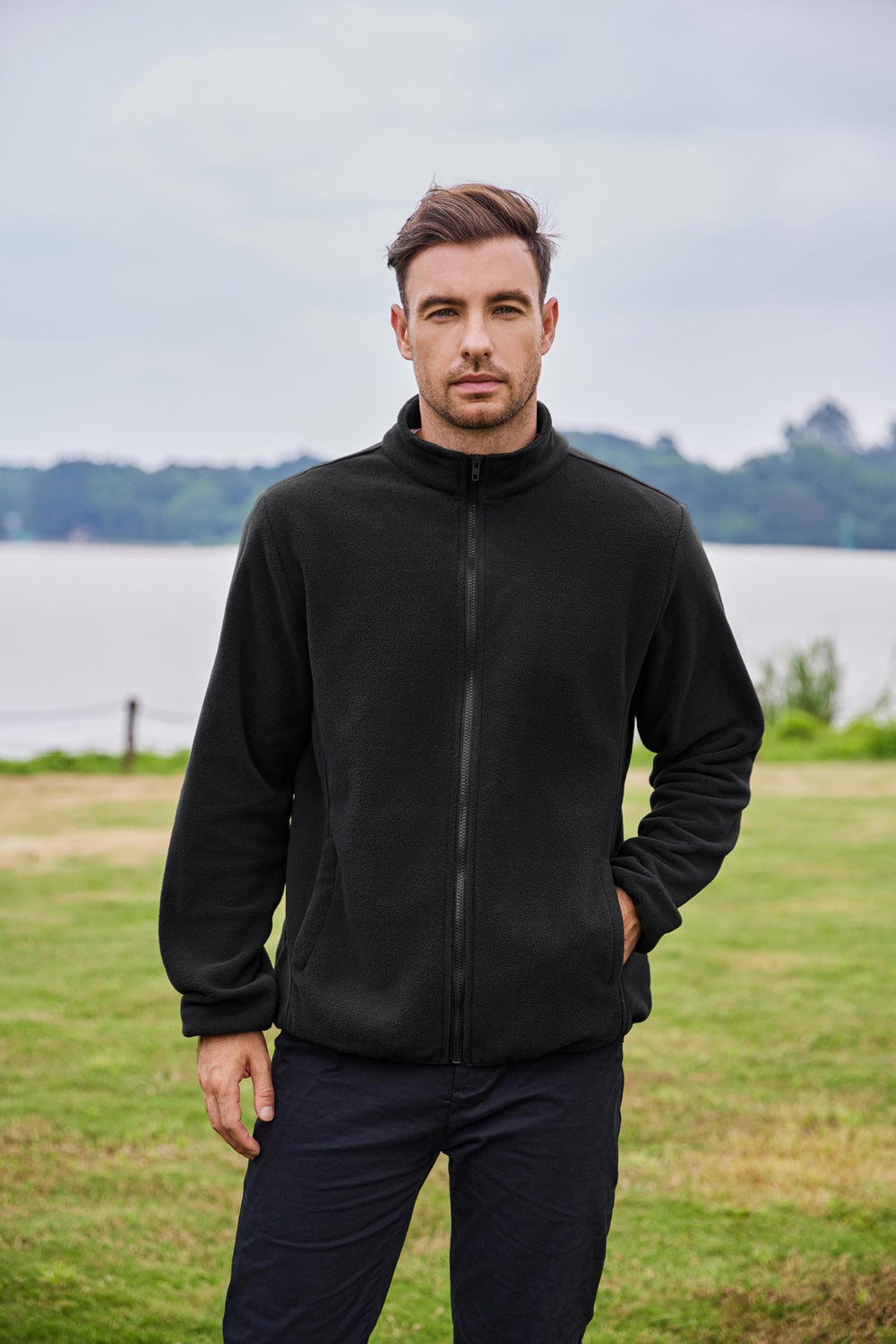 COOFANDY side pockets detail showing secure storage and convenience