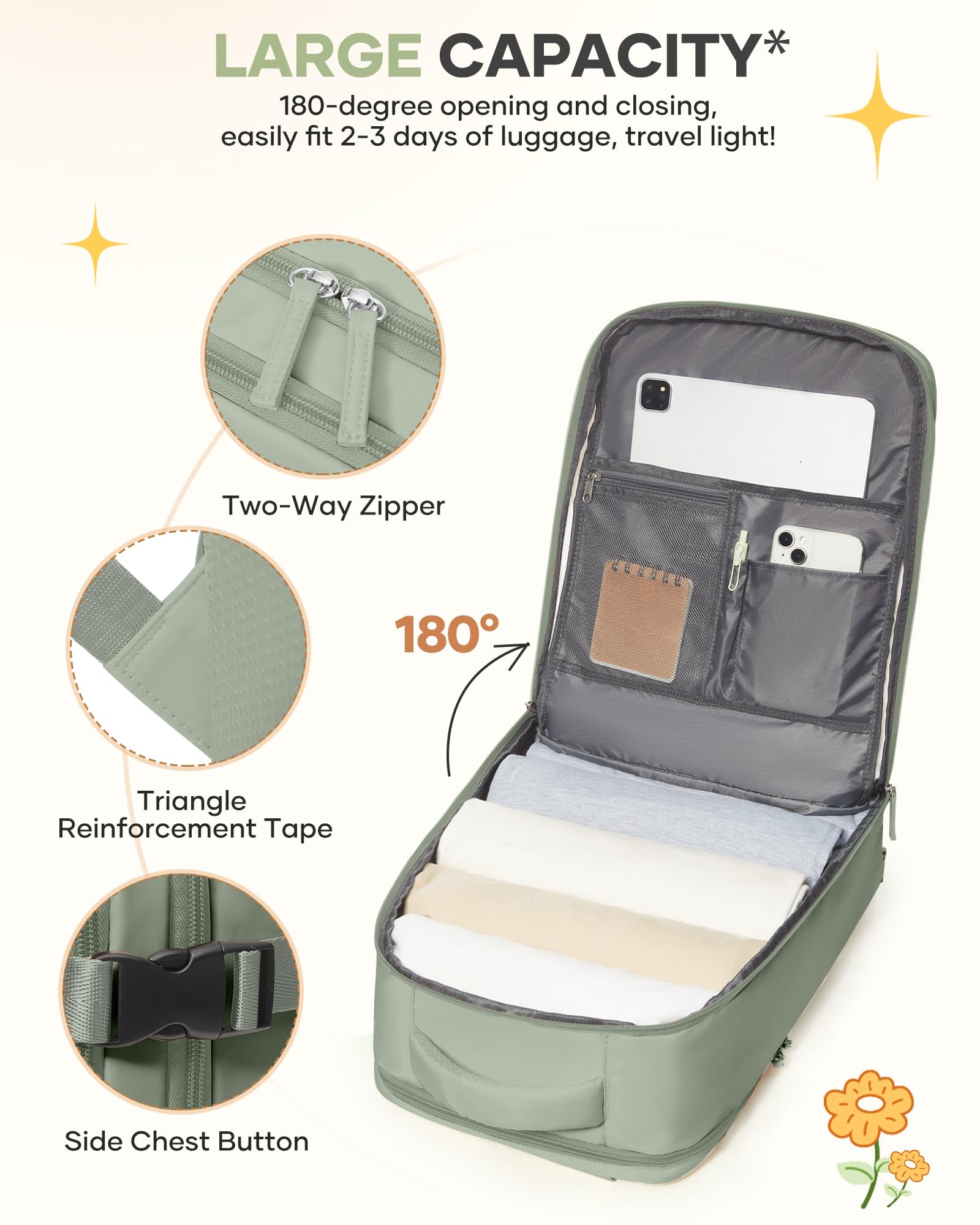 coofay breathable back panel and padded straps for airflow and comfortable support