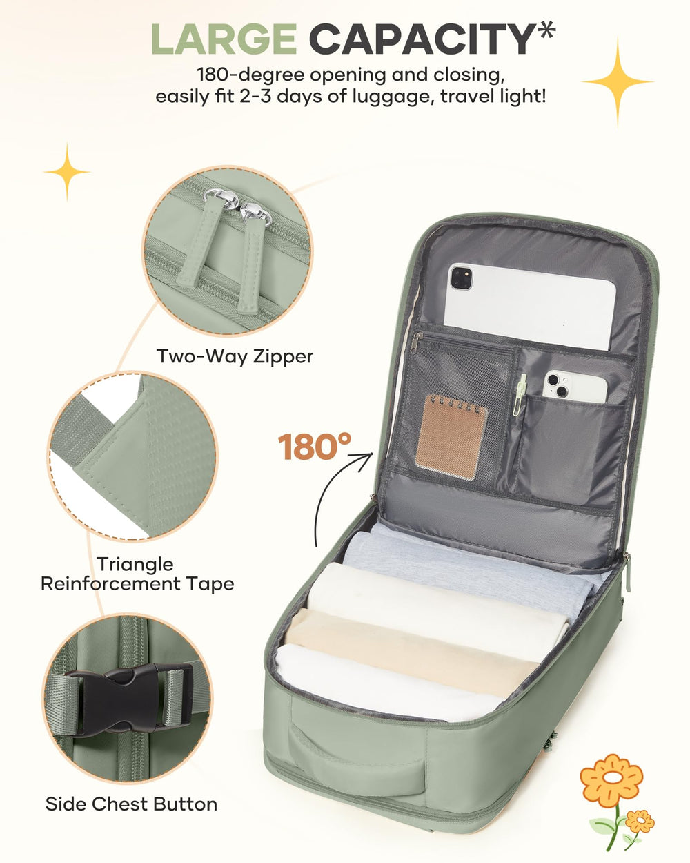 coofay breathable back panel and padded straps for airflow and comfortable support