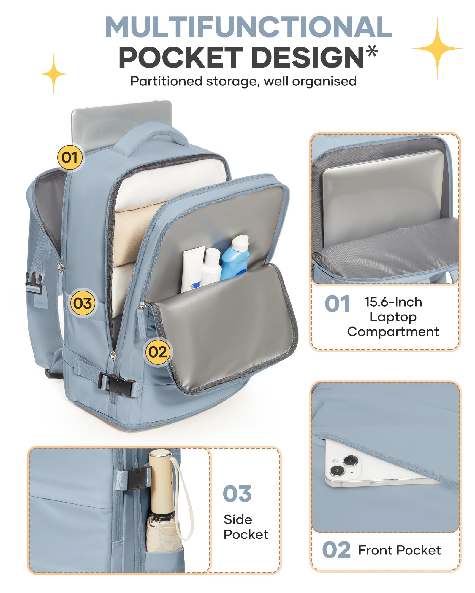coofay waterproof wet pocket storing toiletries for clean separation