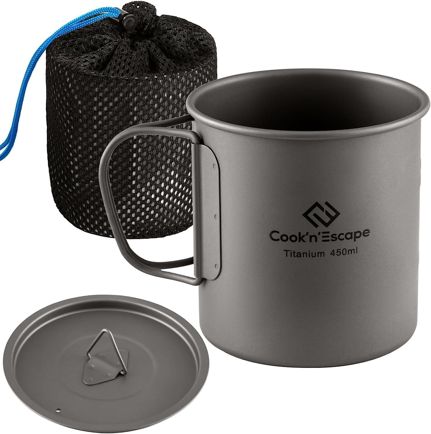 COOK'N'ESCAPE front view of titanium cup showing compact design and portability