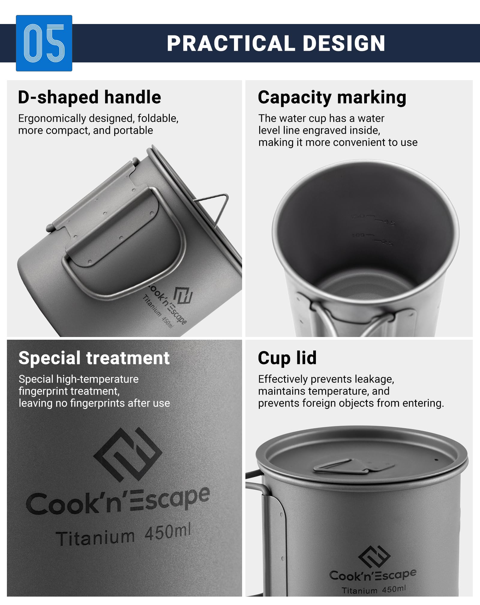 COOK'N'ESCAPE titanium cup heating on a small camping stove to boil quickly