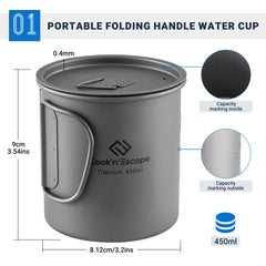 COOK'N'ESCAPE lid detail on titanium cup for spill prevention and heat retention