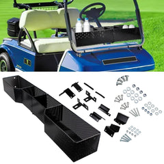 COOL STAR basket mounted on EZGO TXT dash demonstrating easy access and tidy storage