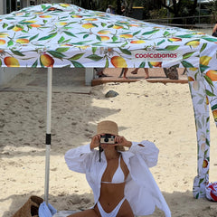 CoolCabanas fabric close-up showing texture and UPF 50+ protection