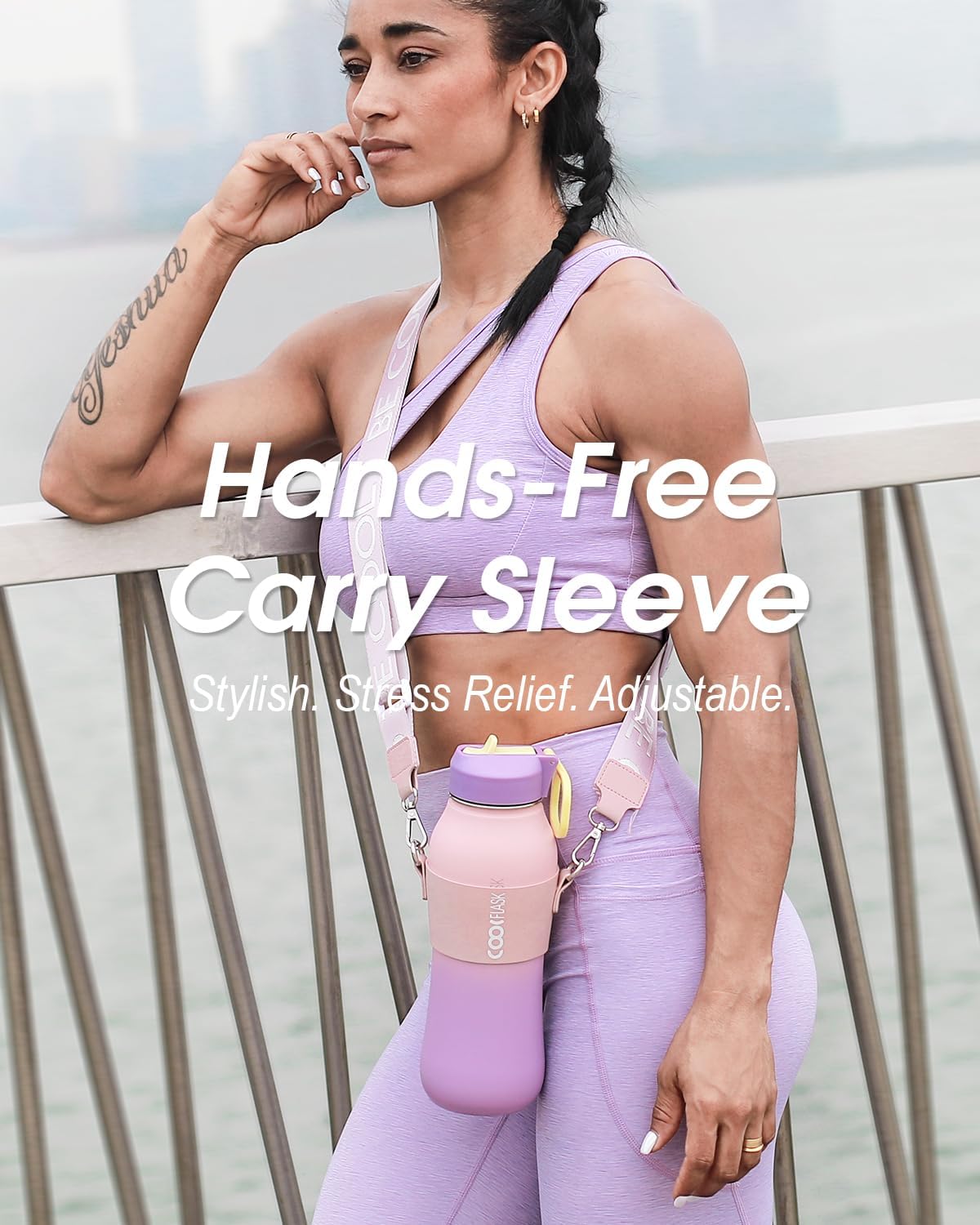 Coolflask lids display with straw and wide cap for versatile sipping