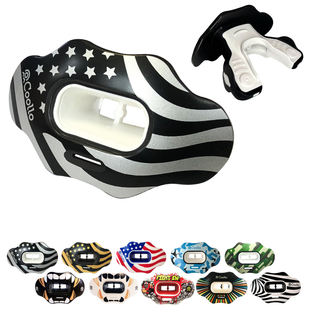 COOLLO SPORTS front view showing American flag silver design and fit benefits