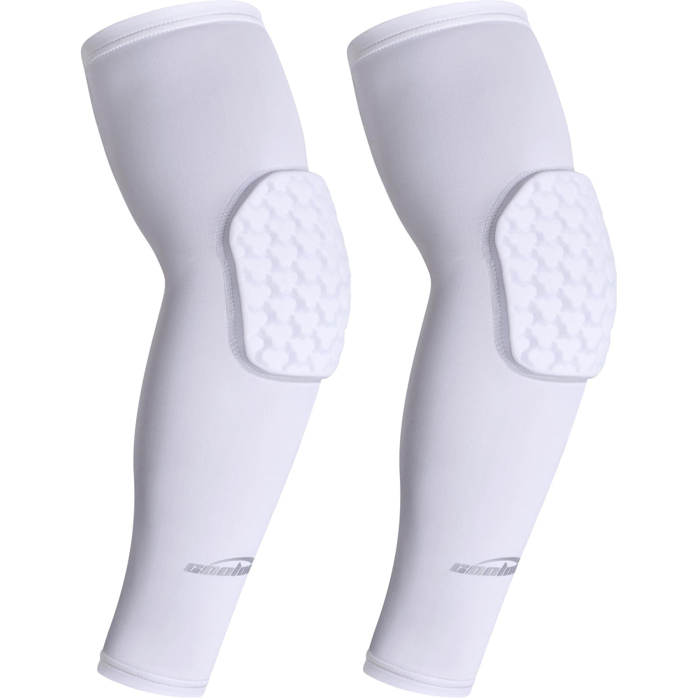 COOLOMG front view of padded arm sleeves showing full coverage and fit benefit