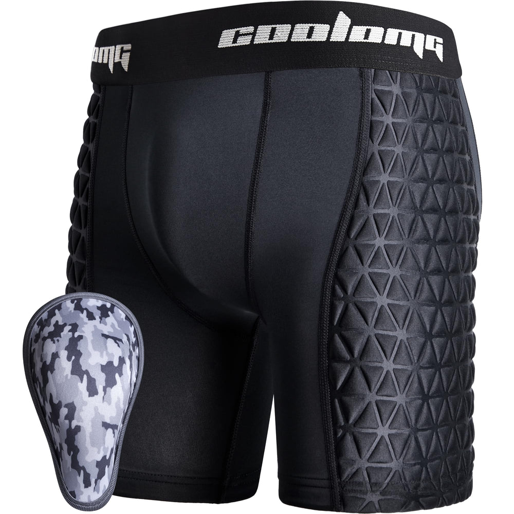 COOLOMG front view of compression sliding shorts showing full coverage and fit benefit
