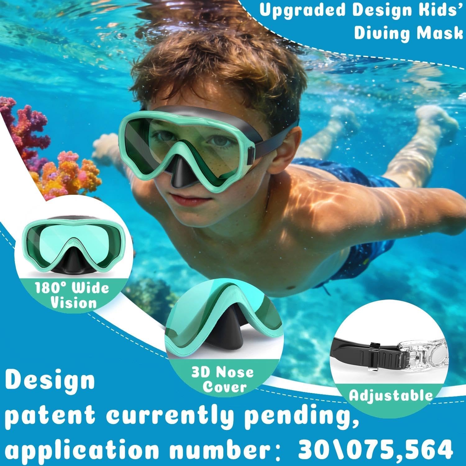 COOLOO close-up of polycarbonate lens highlighting wide view and safety