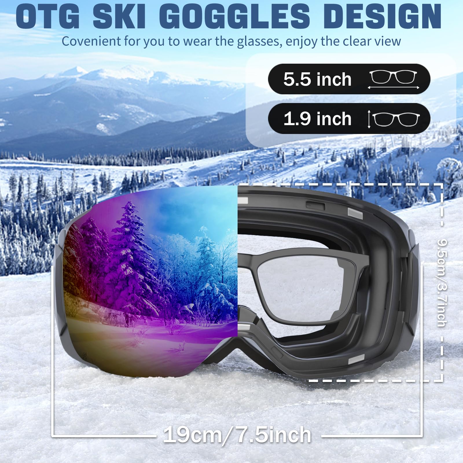 COOLOO goggles paired with helmet, secure helmet compatibility benefit