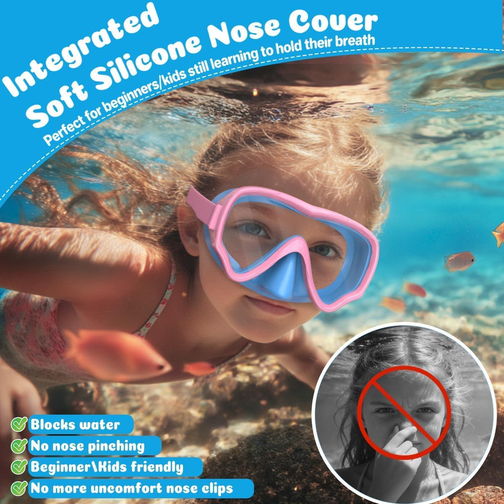 COOLOO kids wearing goggles in pool showing secure fit and clear vision