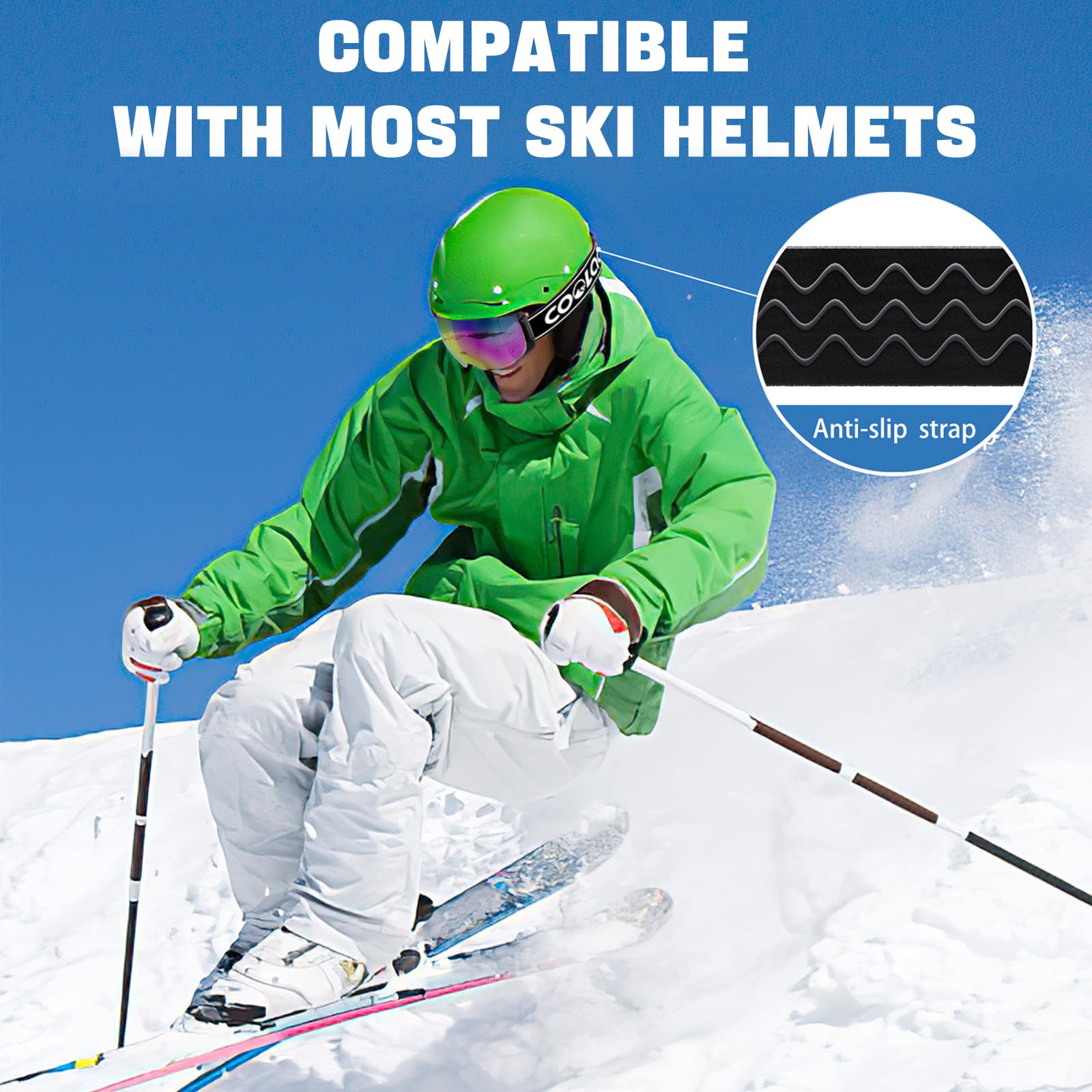 COOLOO goggles worn over glasses, comfortable OTG fit benefit