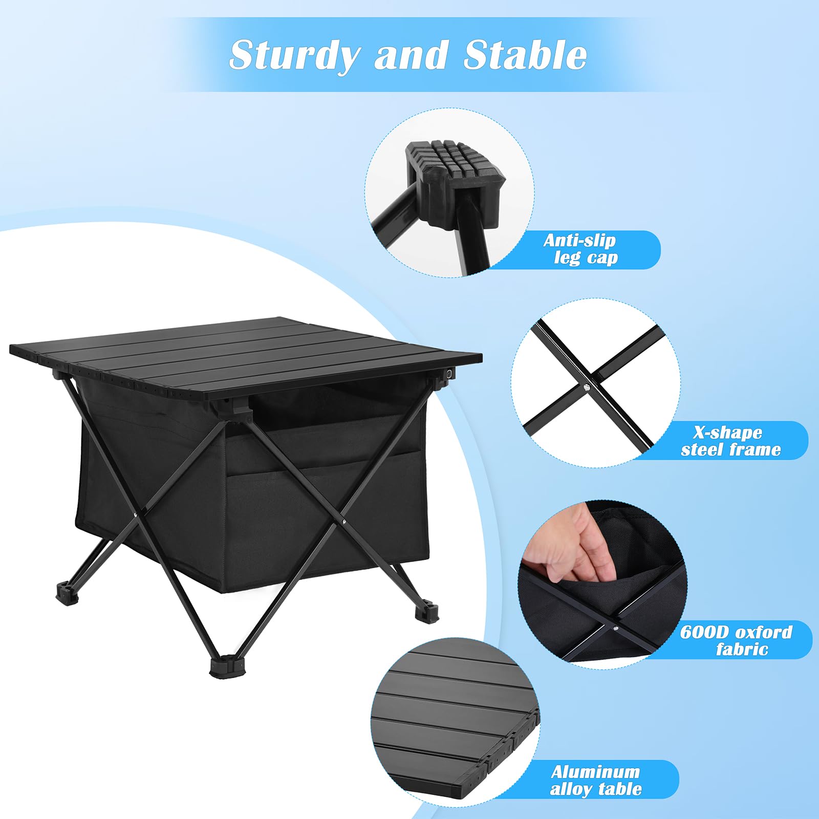 COOLPEEN included carry bag holding folded table for convenient transport