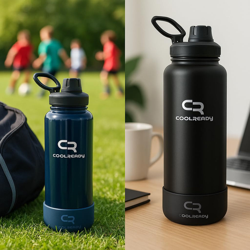 Coolready bottle filled with ice showcasing insulation and cold retention benefit