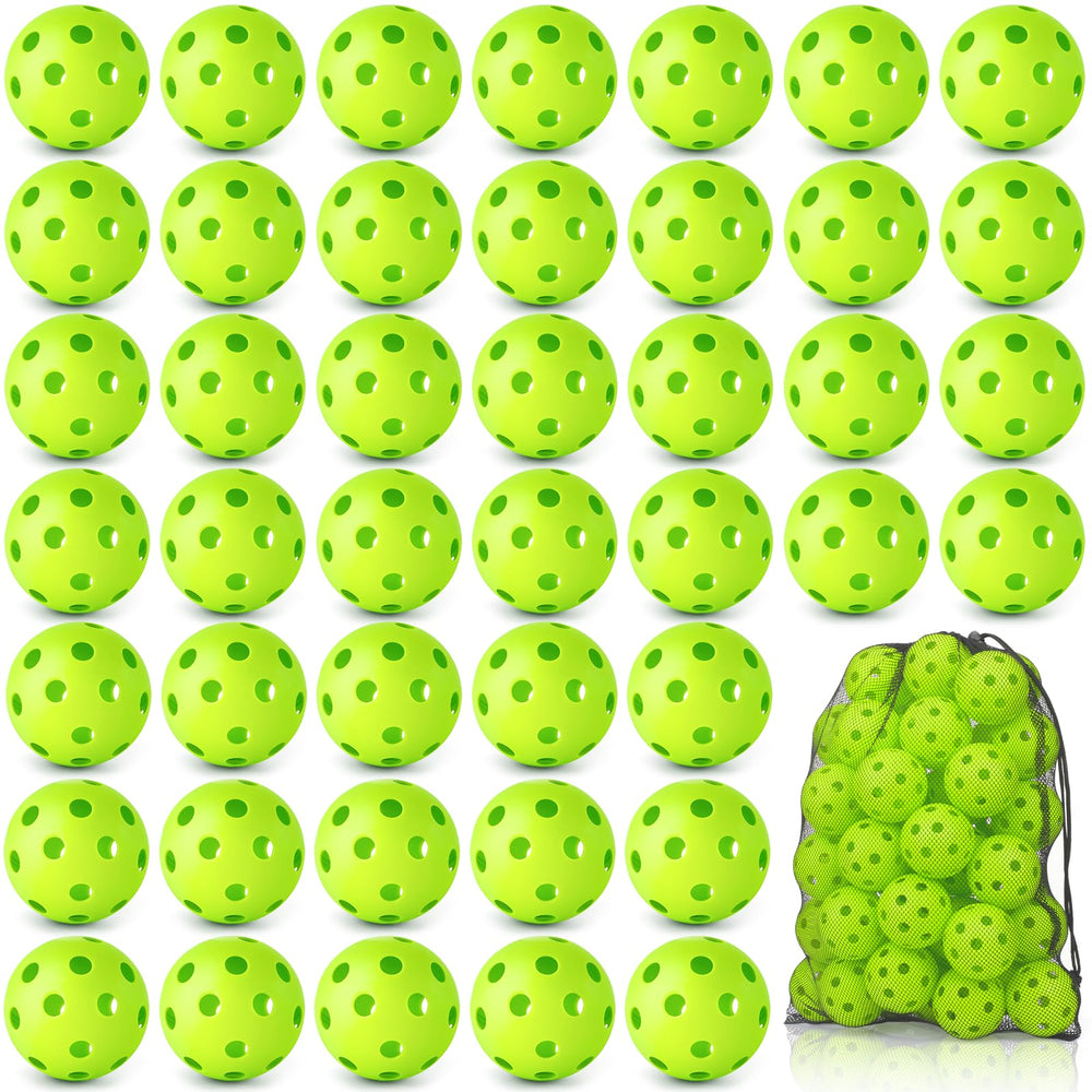 Coopay front view of 48 green practice balls showing quantity and storage benefit