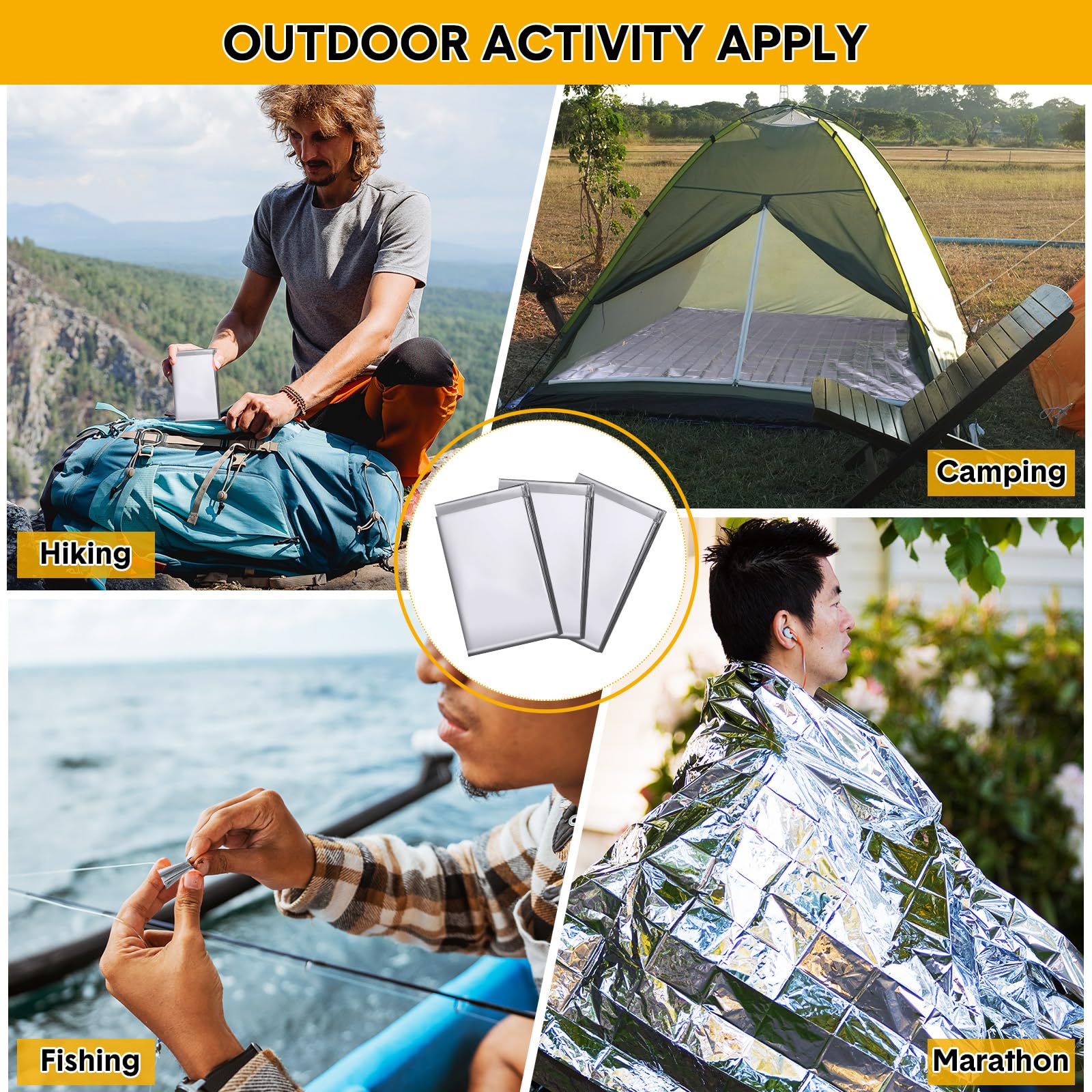 Copkim foil blanket used as outdoor shelter demonstrating visibility and weather sheltering