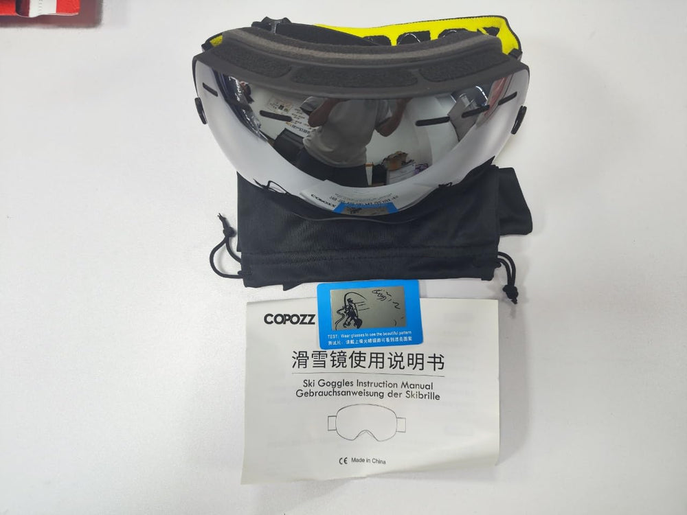 COPOZZ goggles fitted with ski helmet demonstrating compatibility and stability