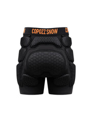 COPOZZ padded shorts front view showing slim protective profile and comfortable fit